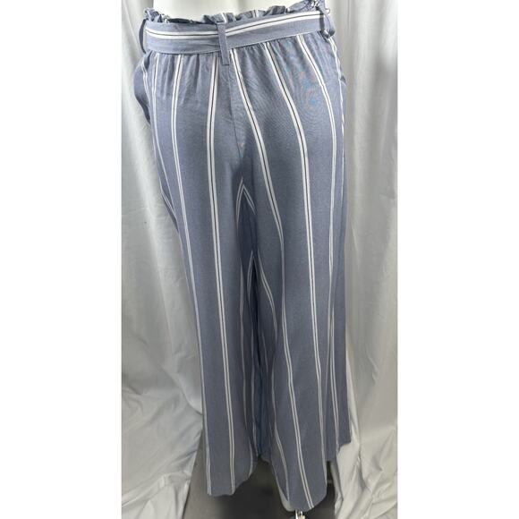 H&M Paperbag Wide Leg Striped Pants, Blue/White, Sz: 12, 87-11 - Picture 4 of 14